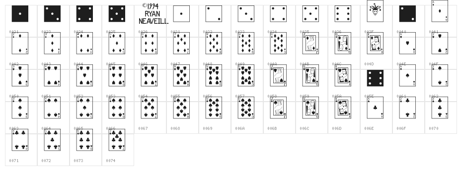 Playing Cards Character Map