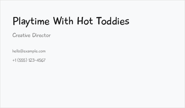 Playtime With Hot Toddies Business Card