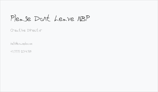 Please Dont Leave NBP Business Card