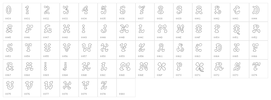 Pleatures Demo Outline Character Map