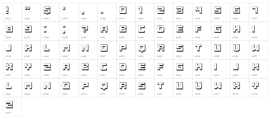 Plexiglass Regular Character Map