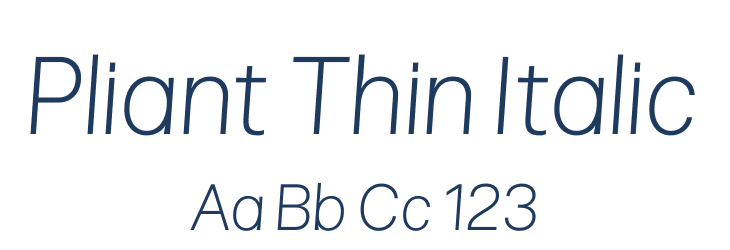 Pliant Thin Italic Font Preview