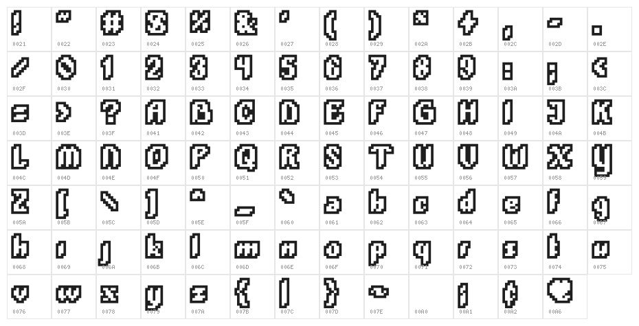 PlopDumpOutline Character Map