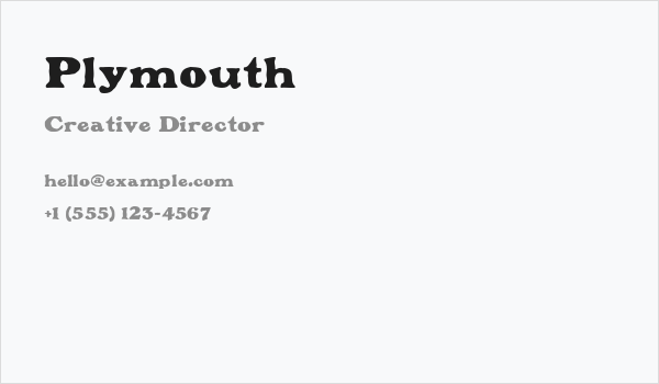 Plymouth Business Card