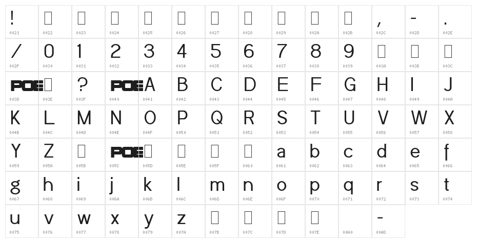 POE Sans (Demo) Character Map