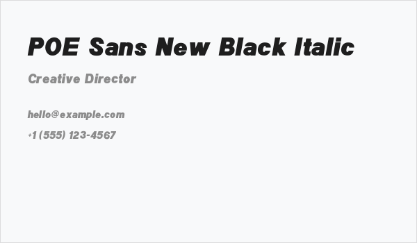 POE Sans New Black Italic Business Card