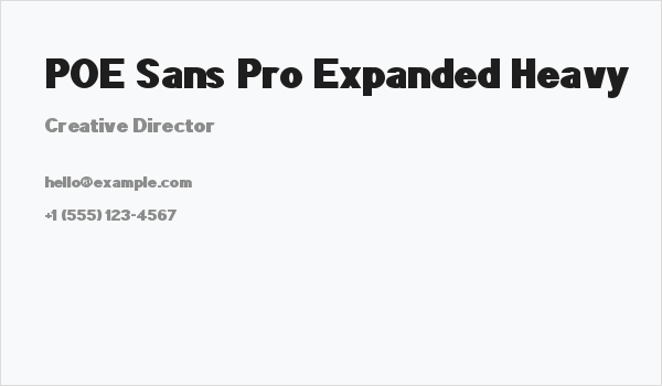 POE Sans Pro Expanded Heavy Business Card