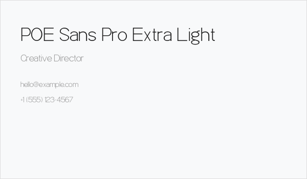 POE Sans Pro Extra Light Business Card