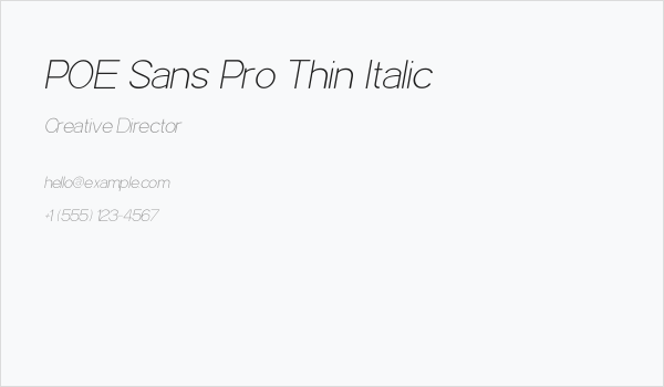 POE Sans Pro Thin Italic Business Card