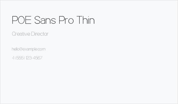 POE Sans Pro Thin Business Card