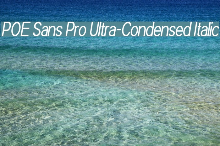 POE Sans Pro Ultra-Condensed Italic Font examples