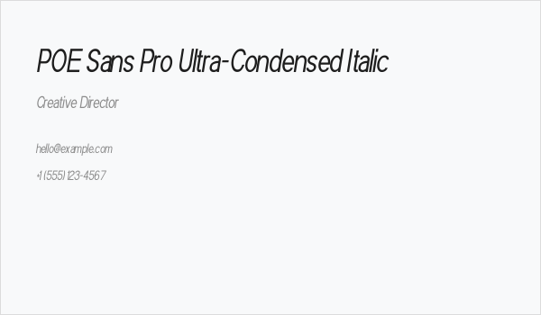 POE Sans Pro Ultra-Condensed Italic Business Card