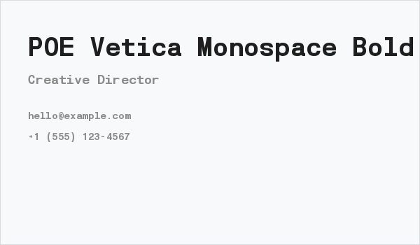 POE Vetica Monospace Bold Business Card