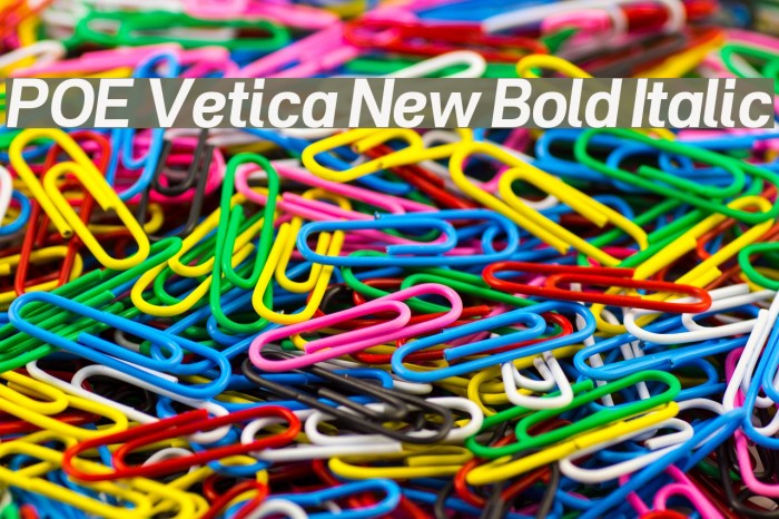 POE Vetica New Bold Italic Font examples