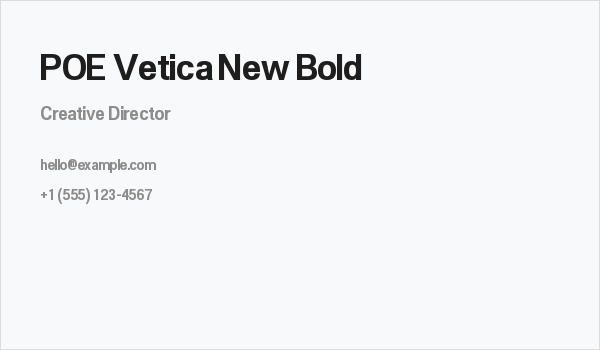 POE Vetica New Bold Business Card