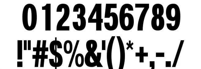 POE Vetica New Condensed Bold Font OTHER CHARS