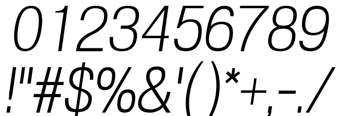 POE Vetica New Light Italic Font OTHER CHARS