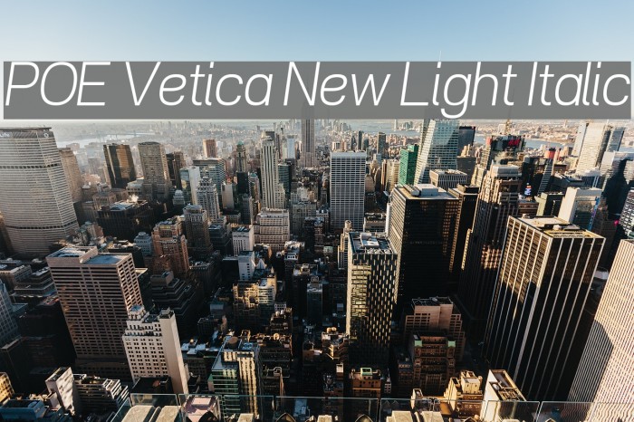 POE Vetica New Light Italic Font examples