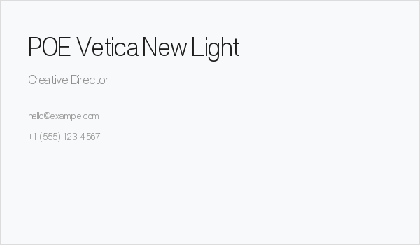 POE Vetica New Light Business Card