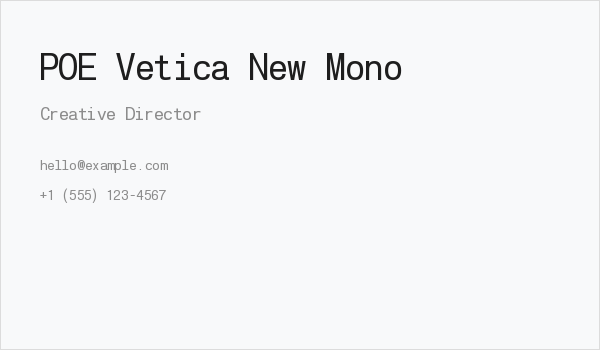 POE Vetica New Mono Business Card