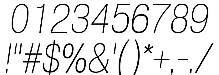 POE Vetica New Thin Italic Font OTHER CHARS
