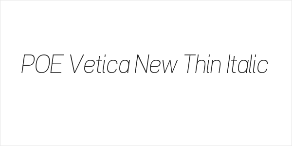 POE Vetica New Thin Italic Logo