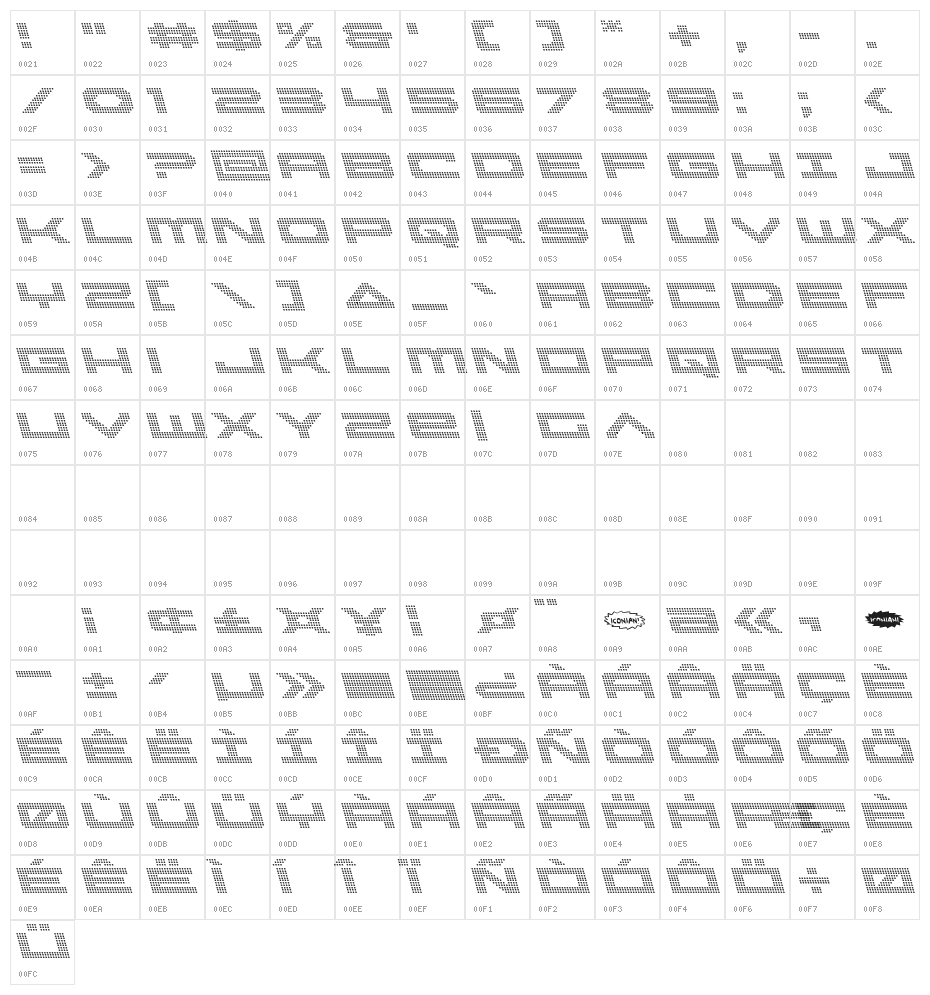 Pocket Ball Leftalic Character Map