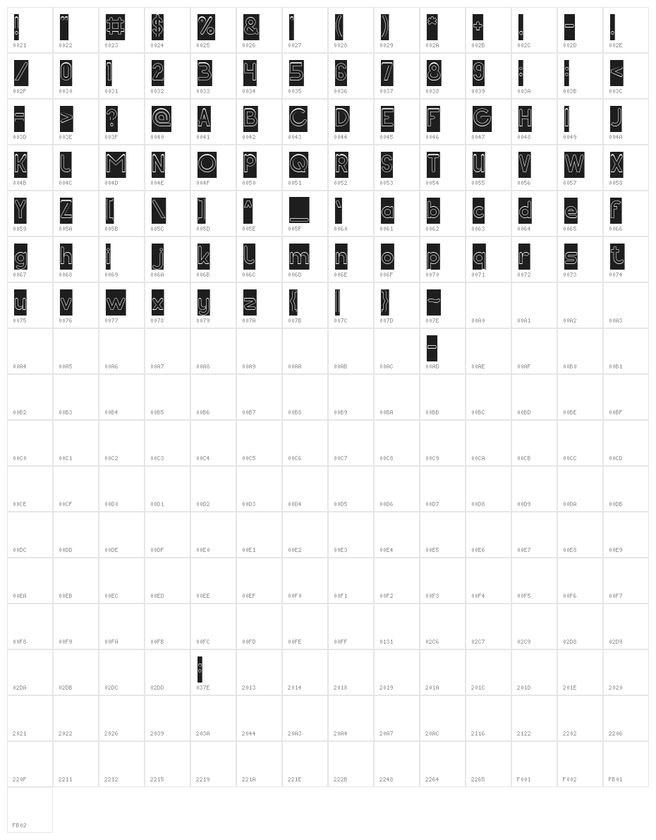 Pocket-Hollow-Inverse Character Map