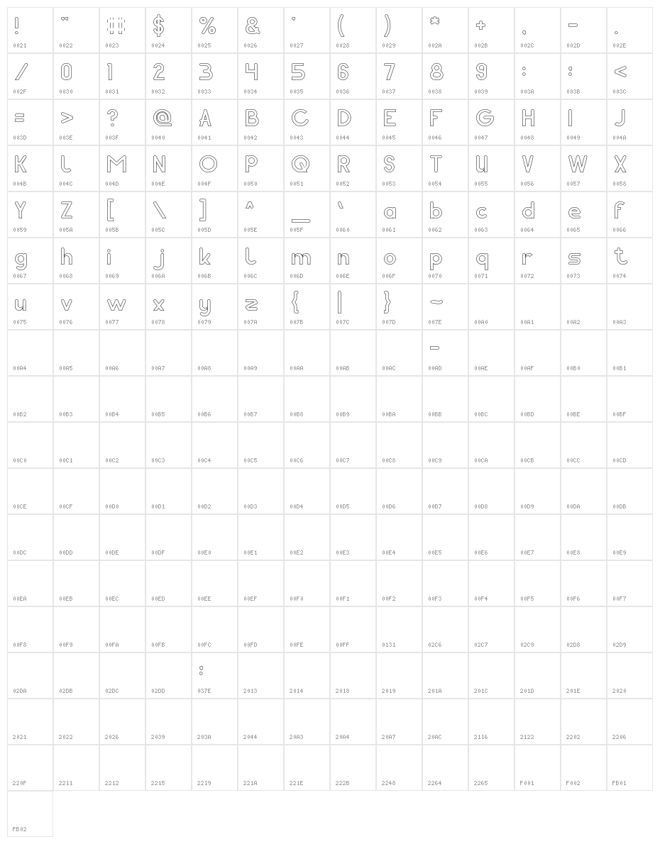 Pocket-Hollow Character Map