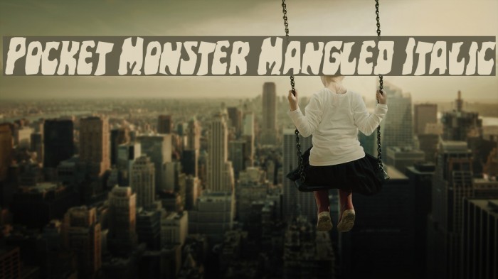 Pocket Monster Mangled Italic Font examples