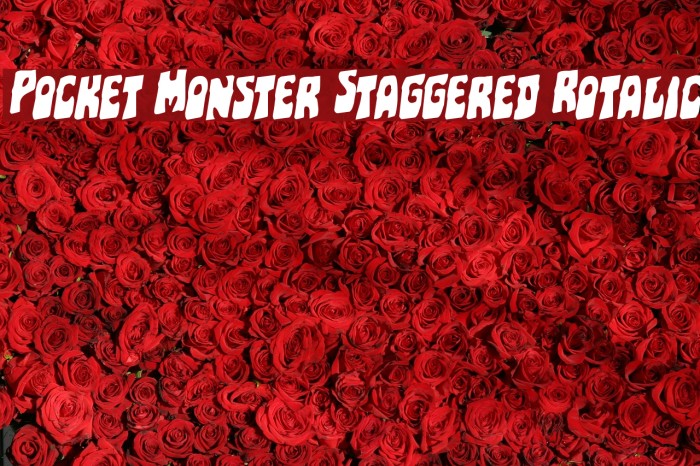 Pocket Monster Staggered Rotalic Font examples