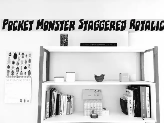 Pocket Monster Staggered Rotalic Schriftart examples