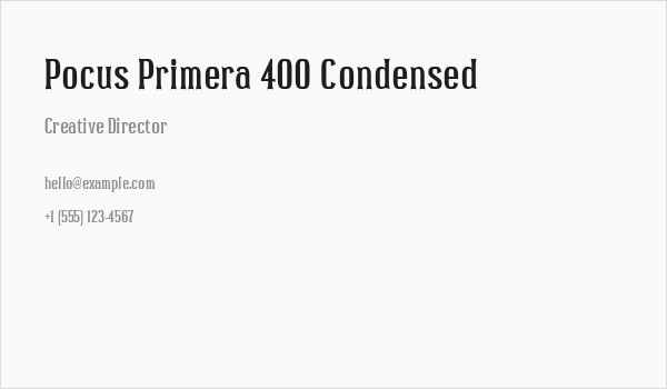 Pocus Primera 400 Condensed Business Card