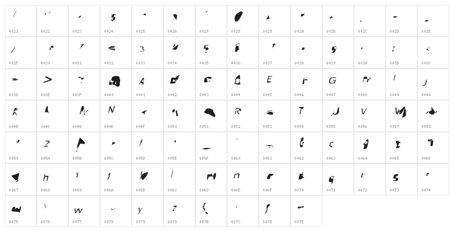 Pointer ExtraExtended Oblique Character Map