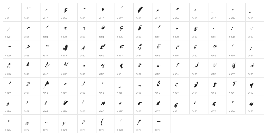 Pointer HyperCondensed SuperOblique Character Map
