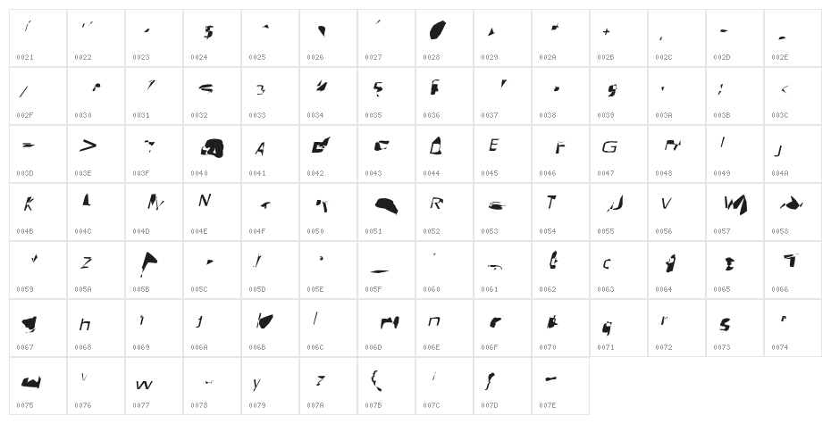 Pointer SuperExtended Oblique Character Map