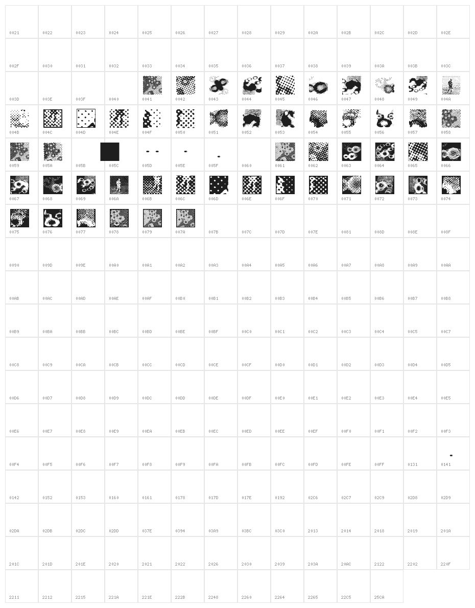 Pointilism-Toolbox Character Map