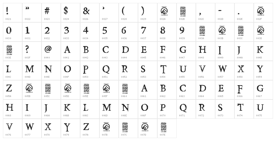 Poison Hope Regular Character Map