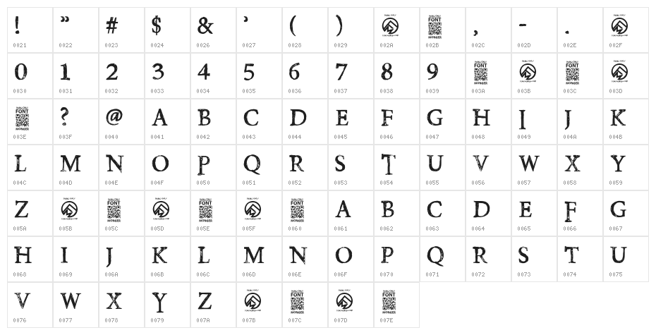 PoisonHope-Regular Character Map