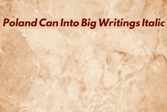 Poland Can Into Big Writings Italic Font examples