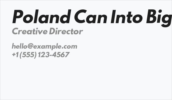 Poland Can Into Big Writings Italic Business Card