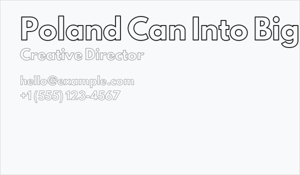 Poland Can Into Big Writings Outline Business Card