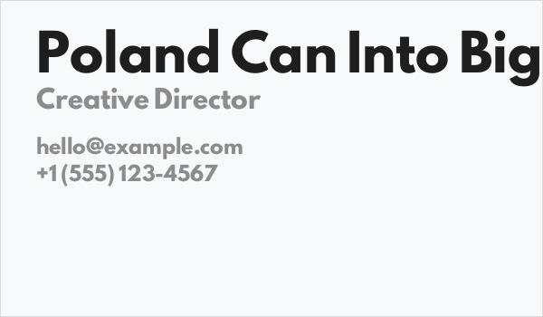 Poland Can Into Big Writings Business Card