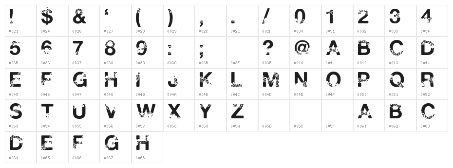 Polar Shift Bold Character Map