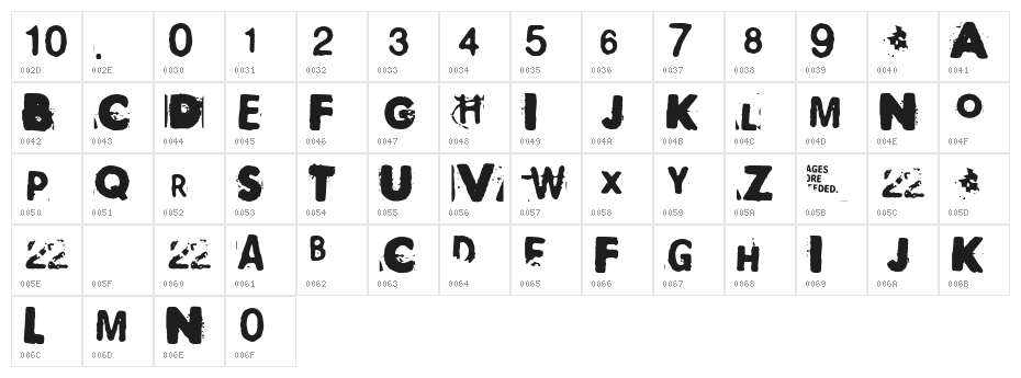 Polaroid 22 Character Map