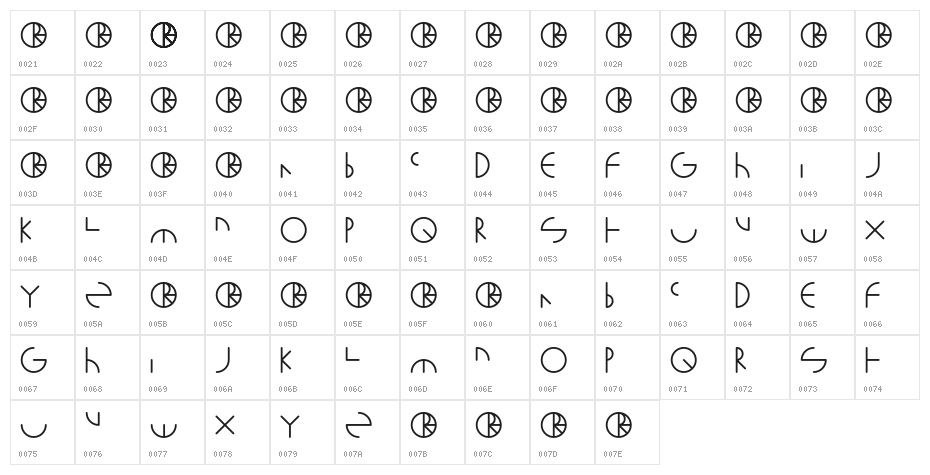 Polaroid Regular Character Map