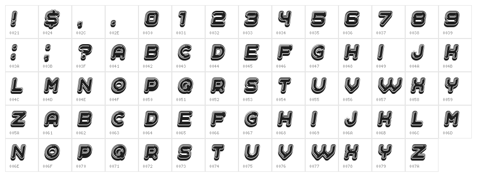 Polished Italic Character Map