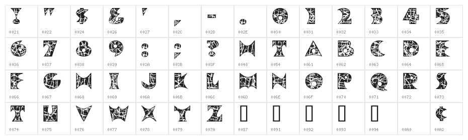 PollockMF Character Map