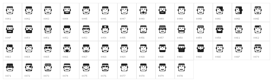 PolyFace Regular Character Map