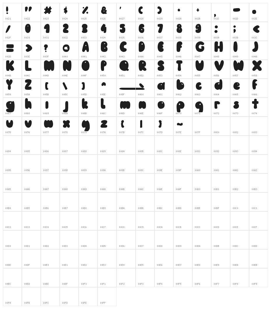 Pooh Regular Character Map